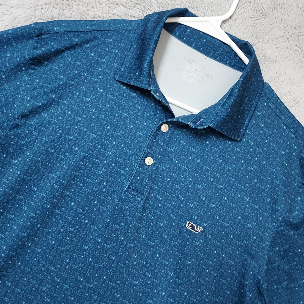Vineyard Vines Polo Shirt Mens Medium On The Go Sankaty Cocktail Print Jersey M